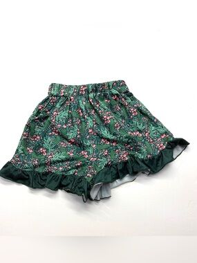 The Darling Effect Green Floral Ruffle Women’s Pajama Lounge Shorts